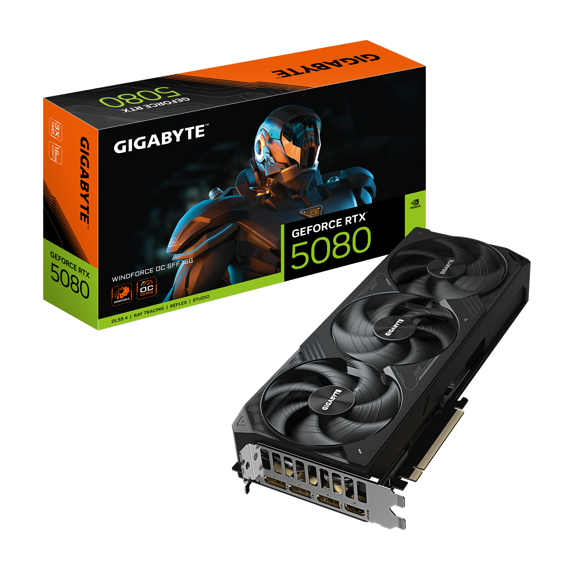 GeForce RTX™ 5080 WINDFORCE OC SFF 16G_01 GIGABYTE RTX 5080 WINDFORCE OC SFF 16G - Imagen 1
