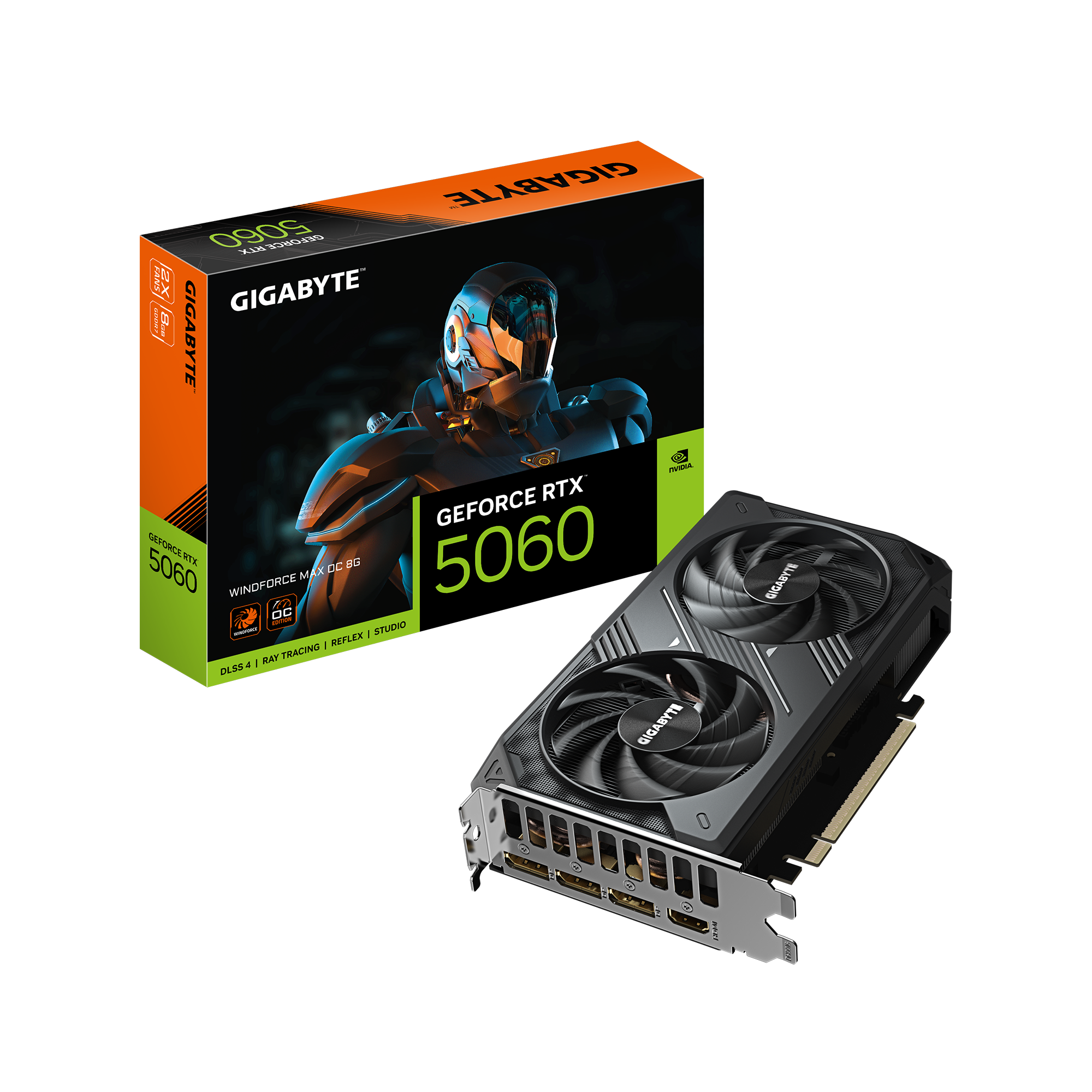 GeForce RTX™ 5060 WINDFORCE MAX OC 8G_01 GIGABYTE RTX 5060 WINDFORCE MAX OC 8G - Imagen 1