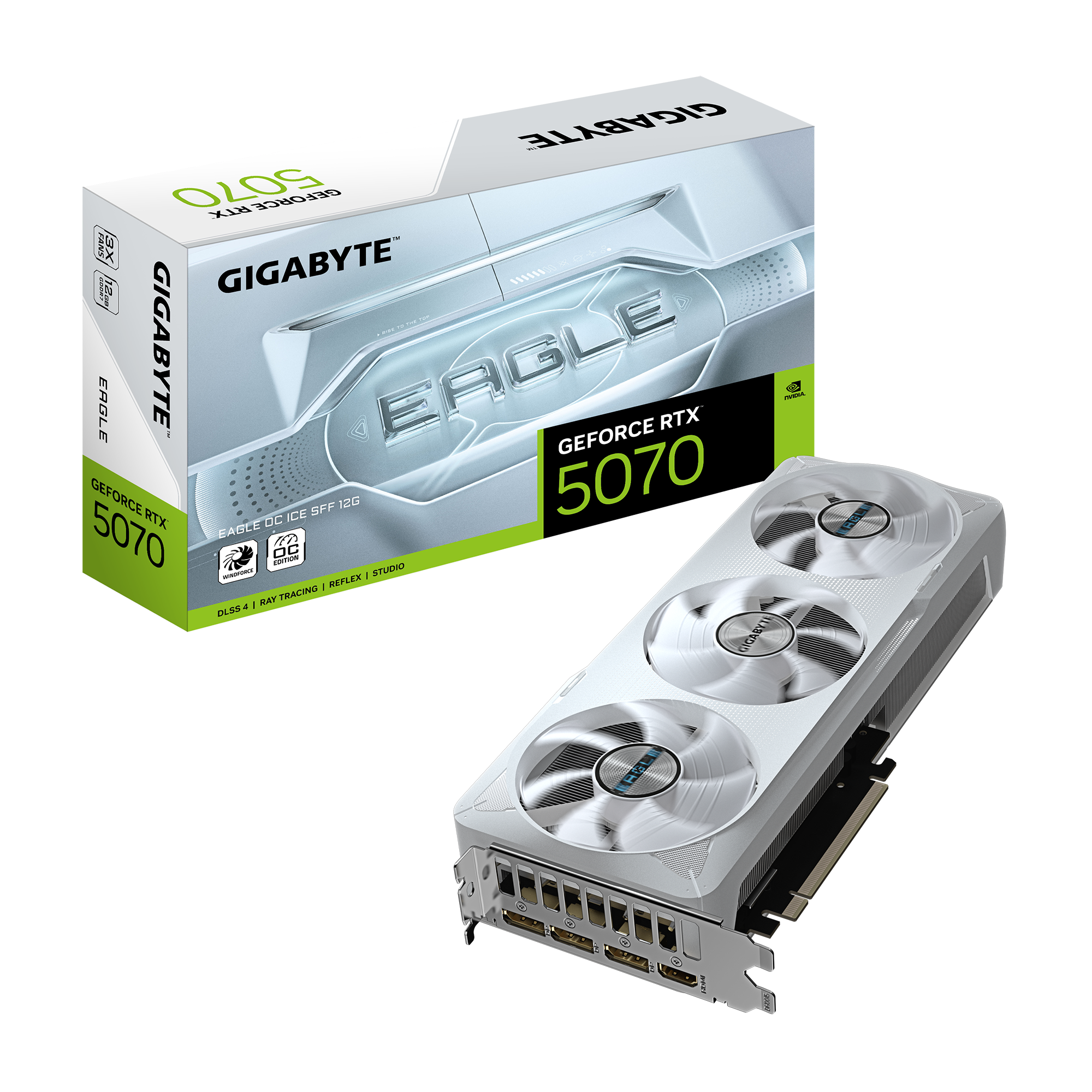 GeForce RTX™ 5070 EAGLE OC ICE SFF 12G_01 GIGABYTE RTX 5070 EAGLE OC ICE SFF 12G - Imagen 1