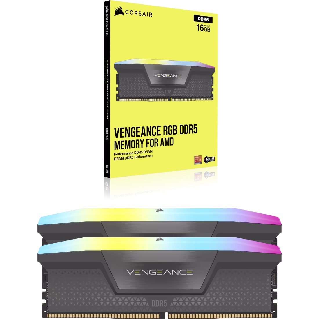 Vengeance-RGB-DDR5-2UP-32GB-GRAY_07 Kit DDR5 DRAM VENGEANCE RGB de 32 GB (2 × 16 GB) 5200 MT/s C40 - Imagen 1