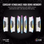 CORSAIR Kit de memoria DDR5 DRAM VENGEANCE RGB de 32 GB (2 x 16 GB) a 5200 — Blanco - Imagen 3