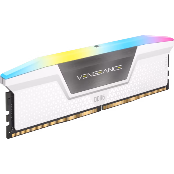 CORSAIR Kit de memoria DDR5 DRAM VENGEANCE RGB de 32 GB (2 x 16 GB) a 5200 — Blanco