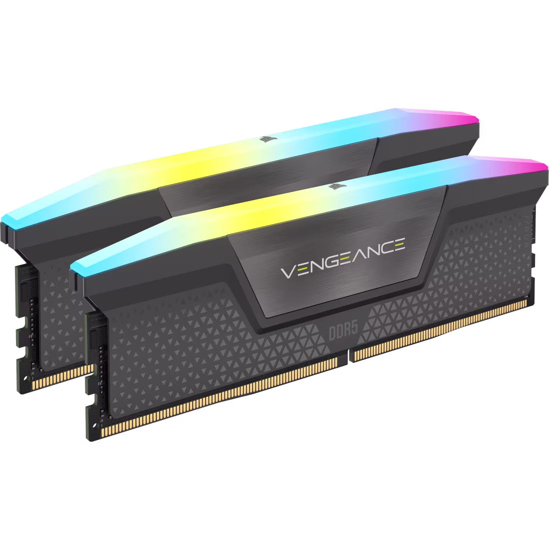 Vengeance-RGB-DDR5-2UP-32GB-GRAY_01 (1) CORSAIR VENGEANCE RGB 32GB (2 x 16GB) DDR5 DRAM 6000MT/s CL38 AMD EXPO & Intel XMP - GRAY - Imagen 1